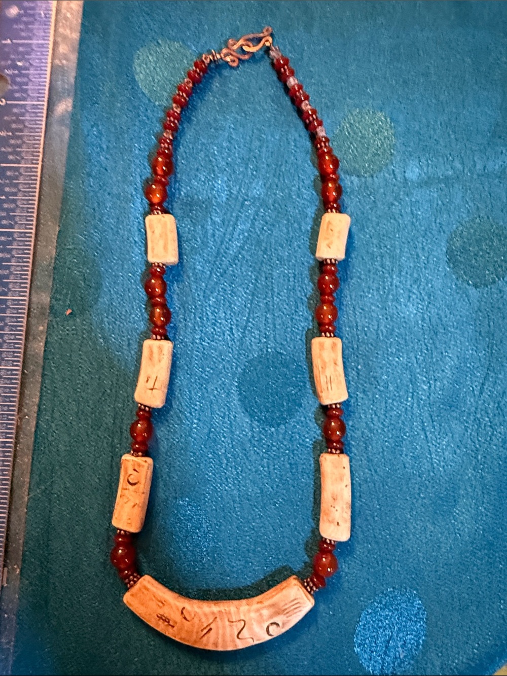 Handcrafted Bone and Brown Bead Necklace - Natural Tribal Style